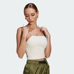 Adidas cream elastic strap Trefoil 3D accent tank top